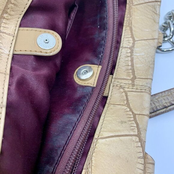 COACH Ashley F17661 Croc Embossed Leather Carry All Tote Bag Purse Chain Strap - Picture 11 of 16